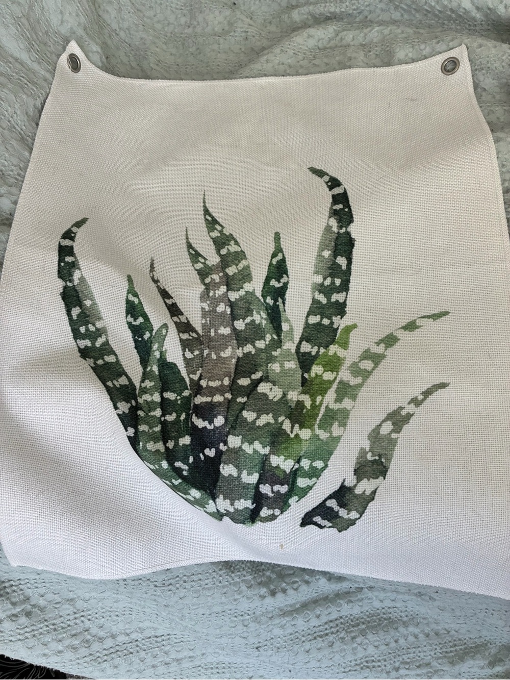 Botanical Aloe Canvas Tote Panel in Green
